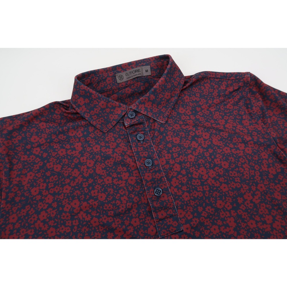 G/FORE Men's Floral Polo in Red and Navy